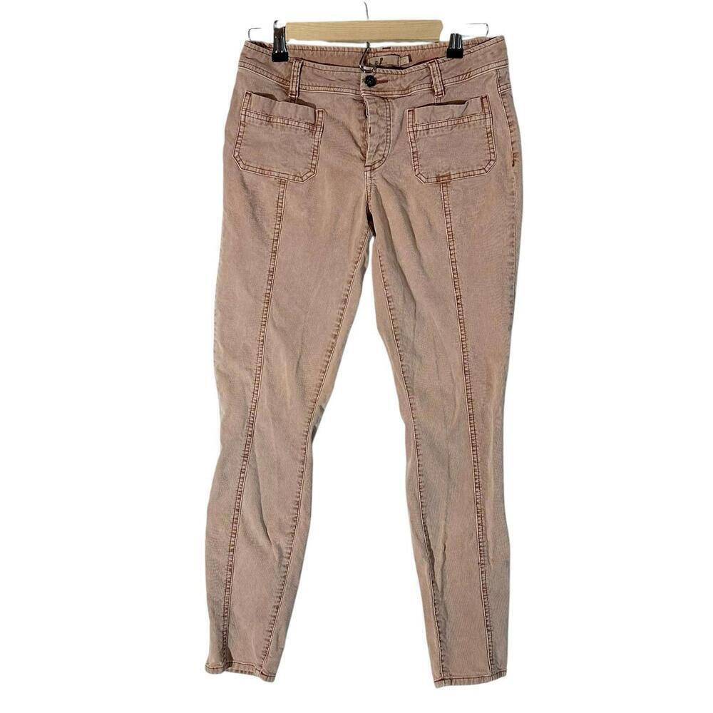 prAna Jeans Women's 6 Pink Corduroy Skinny Ankle Mid Rise Cotton Button Fly - Picture 3 of 7
